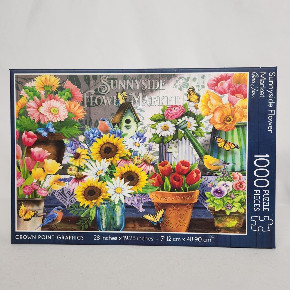 New Sealed CPG "Sunnyside Flower Market" 1000 pc Random Cut‎ puzzle 28" x 19.25"